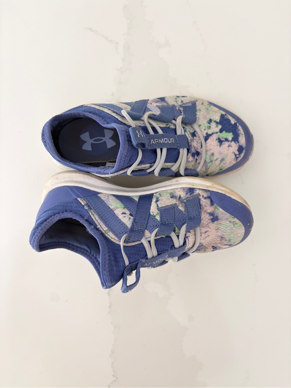 Girls Under Armour Kids' Blue Floral-Print Slip-On Sneakers